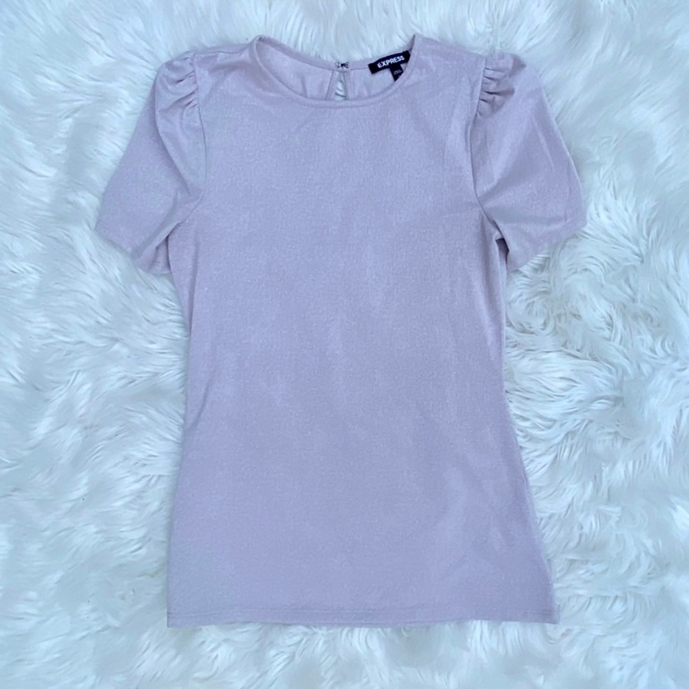 Puff Sleeve Top in lavender/silver sparkle